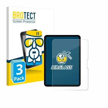 Parte frontal de un envase de producto con el logotipo de la marca BROTECT. Al lado se muestra el dispositivo Apple iPad Pro 1