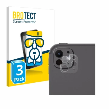 Parte frontal de un envase de producto con el logotipo de la marca BROTECT. Al lado se muestra el dispositivo Apple iPad Pro 1