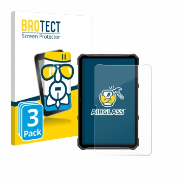 Parte frontal de un envase de producto con el logotipo de la marca BROTECT. Al lado se muestra el dispositivo Ulefone Armor Pa