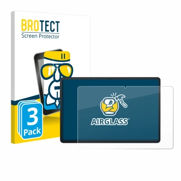 Parte frontal de un envase de producto con el logotipo de la marca BROTECT. Al lado se muestra el dispositivo Blackview Tab 90