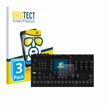 Parte frontal de un envase de producto con el logotipo de la marca BROTECT. Al lado se muestra el dispositivo Elektron Octatra