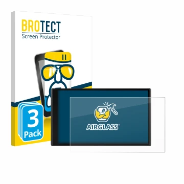 Parte frontal de un envase de producto con el logotipo de la marca BROTECT. Al lado se muestra el dispositivo Garmin CamperVan