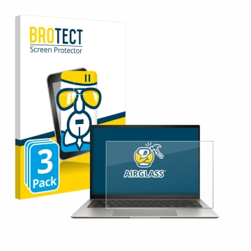 Parte frontal de un envase de producto con el logotipo de la marca BROTECT. Al lado se muestra el dispositivo ASUS ZenBook S 1