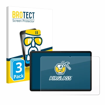 Parte frontal de un envase de producto con el logotipo de la marca BROTECT. Al lado se muestra el dispositivo Huawei MatePad S
