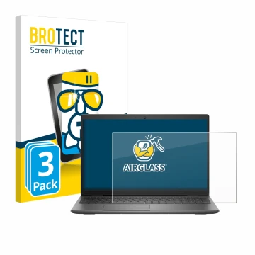 Parte frontal de un envase de producto con el logotipo de la marca BROTECT. Al lado se muestra el dispositivo Dell Latitude 15