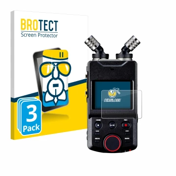 Parte frontal de un envase de producto con el logotipo de la marca BROTECT. Al lado se muestra el dispositivo Tascam Portacapt