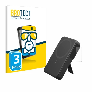 Parte frontal de un envase de producto con el logotipo de la marca BROTECT. Al lado se muestra el dispositivo Anker MagGo con 