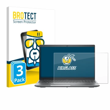 Parte frontal de un envase de producto con el logotipo de la marca BROTECT. Al lado se muestra el dispositivo Dell Precision 3