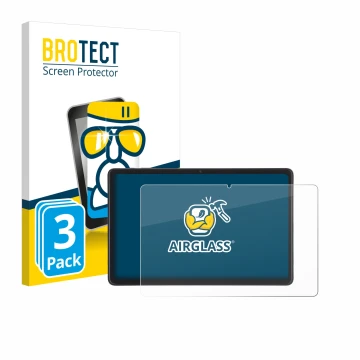 Parte frontal de un envase de producto con el logotipo de la marca BROTECT. Al lado se muestra el dispositivo Acepad A170 10.4