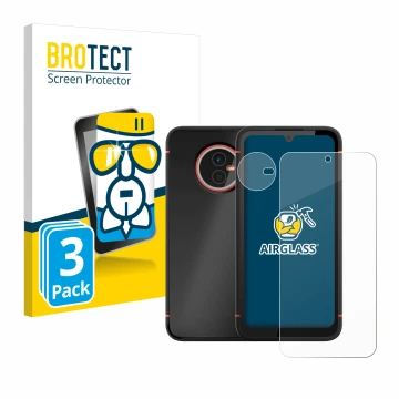 Parte frontal de un envase de producto con el logotipo de la marca BROTECT. Al lado se muestra el dispositivo Gigaset GX4 Pro 