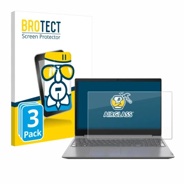 Parte frontal de un envase de producto con el logotipo de la marca BROTECT. Al lado se muestra el dispositivo Lenovo 15.6