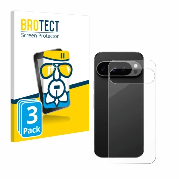 Parte frontal de un envase de producto con el logotipo de la marca BROTECT. Al lado se muestra el dispositivo Google Pixel 9 P