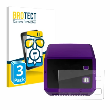 Parte frontal de un envase de producto con el logotipo de la marca BROTECT. Al lado se muestra el dispositivo SkyRc Q200 neo c