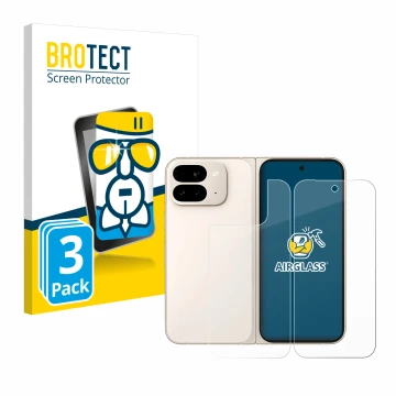 Parte frontal de un envase de producto con el logotipo de la marca BROTECT. Al lado se muestra el dispositivo Google Pixel 9 P