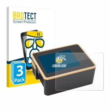 Parte frontal de un envase de producto con el logotipo de la marca BROTECT. Al lado se muestra el dispositivo Junsi iCharger X