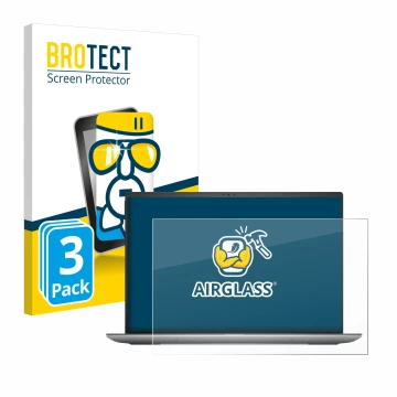 Parte frontal de un envase de producto con el logotipo de la marca BROTECT. Al lado se muestra el dispositivo Dell Precision 5