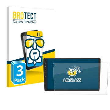 Parte frontal de un envase de producto con el logotipo de la marca BROTECT. Al lado se muestra el dispositivo Eonon ua12s plus