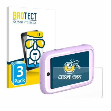 Parte frontal de un envase de producto con el logotipo de la marca BROTECT. Al lado se muestra el dispositivo Myfirst Camera 5