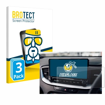 Parte frontal de un envase de producto con el logotipo de la marca BROTECT. Al lado se muestra el dispositivo Kia XCeed 2024 c