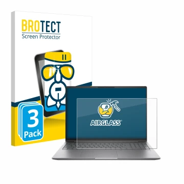 Parte frontal de un envase de producto con el logotipo de la marca BROTECT. Al lado se muestra el dispositivo HP ZBook Power 1