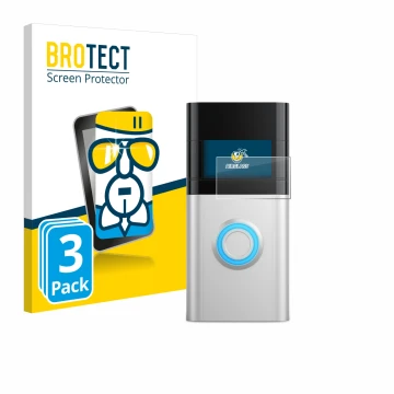 Parte frontal de un envase de producto con el logotipo de la marca BROTECT. Al lado se muestra el dispositivo Ring Video Doorb