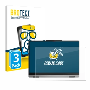 Parte frontal de un envase de producto con el logotipo de la marca BROTECT. Al lado se muestra el dispositivo Lenovo IdeaPad 5