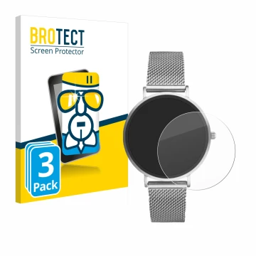 Parte frontal de un envase de producto con el logotipo de la marca BROTECT. Al lado se muestra el dispositivo Xcoast X-Watch S