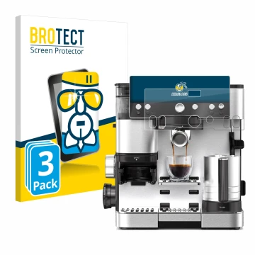 Parte frontal de un envase de producto con el logotipo de la marca BROTECT. Al lado se muestra el dispositivo Ninja Luxe Cafe 