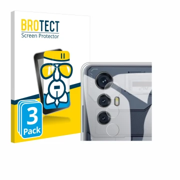 Parte frontal de un envase de producto con el logotipo de la marca BROTECT. Al lado se muestra el dispositivo Cubot Max 5 (SÓL