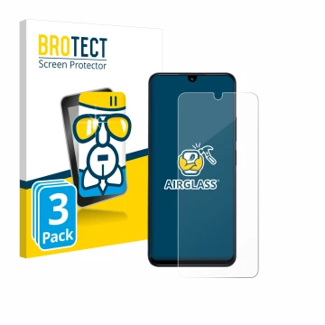 Parte frontal de un envase de producto con el logotipo de la marca BROTECT. Al lado se muestra el dispositivo Xiaomi Redmi 14C