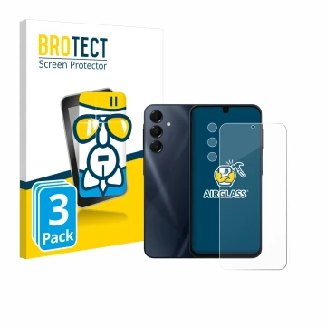 Parte frontal de un envase de producto con el logotipo de la marca BROTECT. Al lado se muestra el dispositivo Samsung Galaxy A