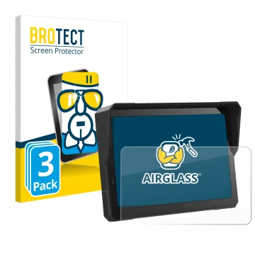 Parte frontal de un envase de producto con el logotipo de la marca BROTECT. Al lado se muestra el dispositivo Carpuride W702 P