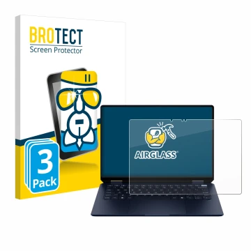 Parte frontal de un envase de producto con el logotipo de la marca BROTECT. Al lado se muestra el dispositivo HP OmniBook Ultr