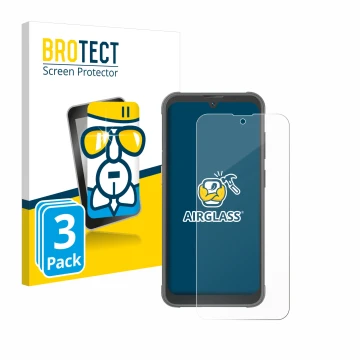 Parte frontal de un envase de producto con el logotipo de la marca BROTECT. Al lado se muestra el dispositivo Blackview BV5200