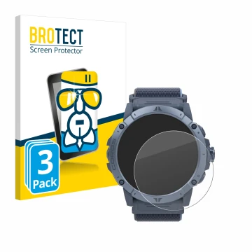 Parte frontal de un envase de producto con el logotipo de la marca BROTECT. Al lado se muestra el dispositivo Coros Vertix 2S 