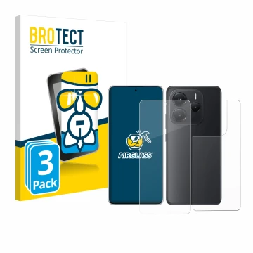 Parte frontal de un envase de producto con el logotipo de la marca BROTECT. Al lado se muestra el dispositivo Xiaomi Redmi Not