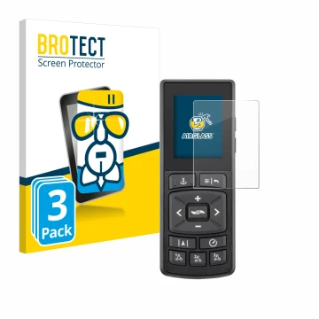 Parte frontal de un envase de producto con el logotipo de la marca BROTECT. Al lado se muestra el dispositivo Minn Kota Advanc