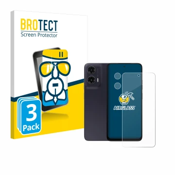 Parte frontal de un envase de producto con el logotipo de la marca BROTECT. Al lado se muestra el dispositivo Motorola Moto G3
