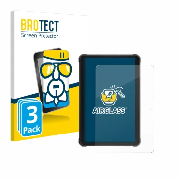 Parte frontal de un envase de producto con el logotipo de la marca BROTECT. Al lado se muestra el dispositivo Hotwav R8 con su