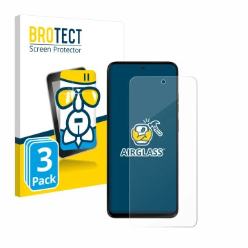 Parte frontal de un envase de producto con el logotipo de la marca BROTECT. Al lado se muestra el dispositivo Motorola Moto G1