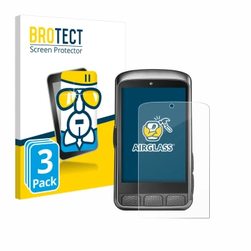 Parte frontal de un envase de producto con el logotipo de la marca BROTECT. Al lado se muestra el dispositivo Wahoo Elemnt ACE