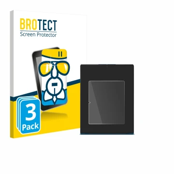 Parte frontal de un envase de producto con el logotipo de la marca BROTECT. Al lado se muestra el dispositivo Lenovo Yoga Slim