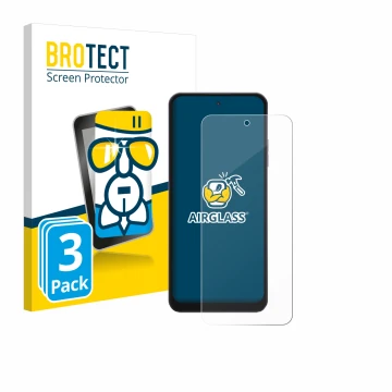 Parte frontal de un envase de producto con el logotipo de la marca BROTECT. Al lado se muestra el dispositivo Hotwav Note 13 M