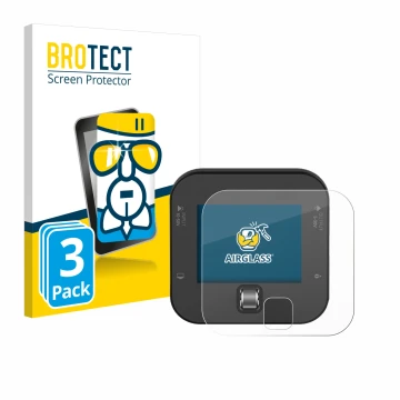 Parte frontal de un envase de producto con el logotipo de la marca BROTECT. Al lado se muestra el dispositivo ISDT Q6 Retro co