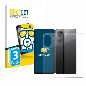 Parte frontal de un envase de producto con el logotipo de la marca BROTECT. Al lado se muestra el dispositivo Xiaomi Poco X7 P