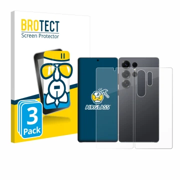 Parte frontal de un envase de producto con el logotipo de la marca BROTECT. Al lado se muestra el dispositivo Samsung Galaxy S