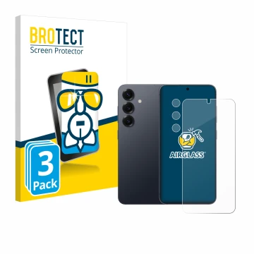 Parte frontal de un envase de producto con el logotipo de la marca BROTECT. Al lado se muestra el dispositivo Samsung Galaxy S
