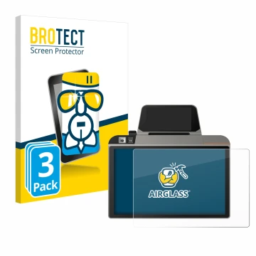 Parte frontal de un envase de producto con el logotipo de la marca BROTECT. Al lado se muestra el dispositivo Sunmi D3 Mini co