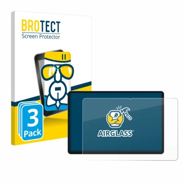 Parte frontal de un envase de producto con el logotipo de la marca BROTECT. Al lado se muestra el dispositivo Teclast P50 AI c