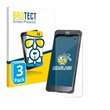 Parte frontal de un envase de producto con el logotipo de la marca BROTECT. Al lado se muestra el dispositivo Orderman 10 con 